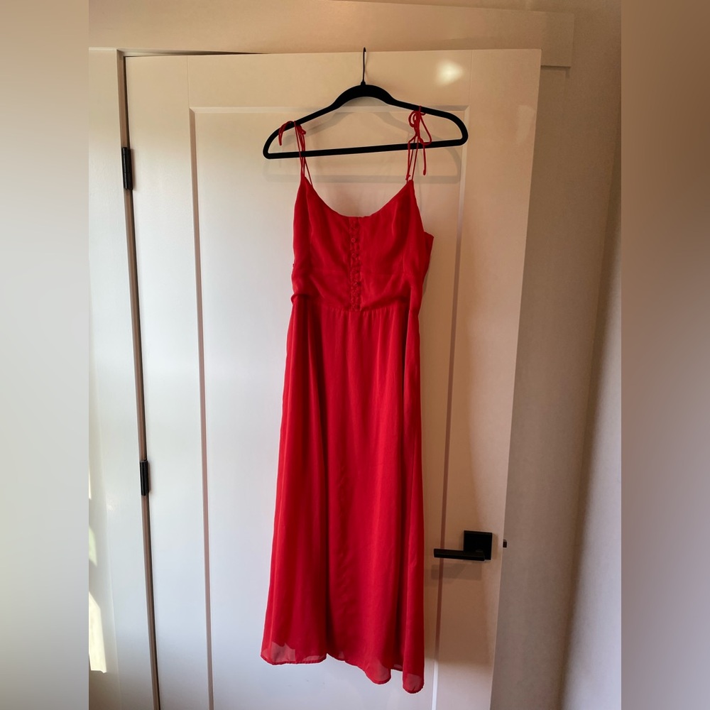 Abercrombie & Fitch Vibrant Red Midi Dress
